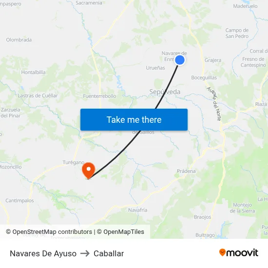Navares De Ayuso to Caballar map