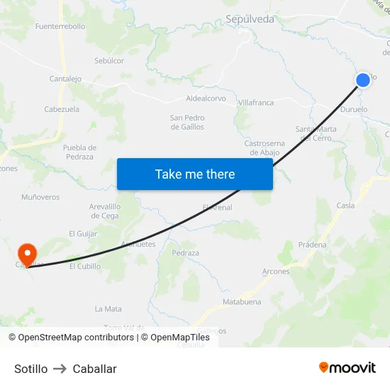 Sotillo to Caballar map