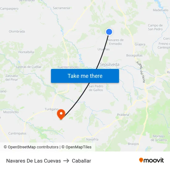 Navares De Las Cuevas to Caballar map