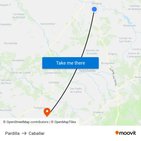 Pardilla to Caballar map