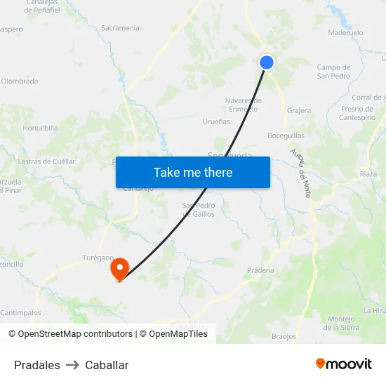 Pradales to Caballar map