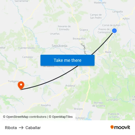 Ribota to Caballar map