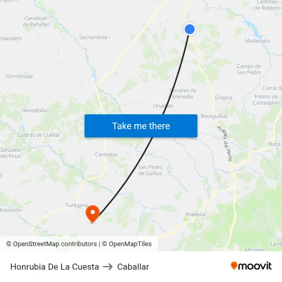 Honrubia De La Cuesta to Caballar map