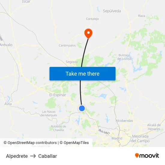 Alpedrete to Caballar map