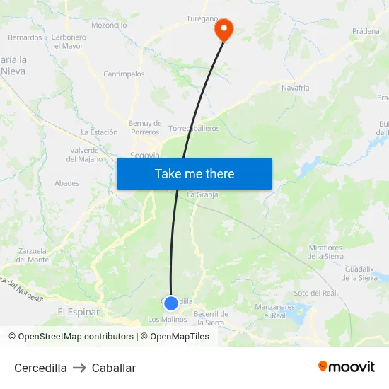 Cercedilla to Caballar map