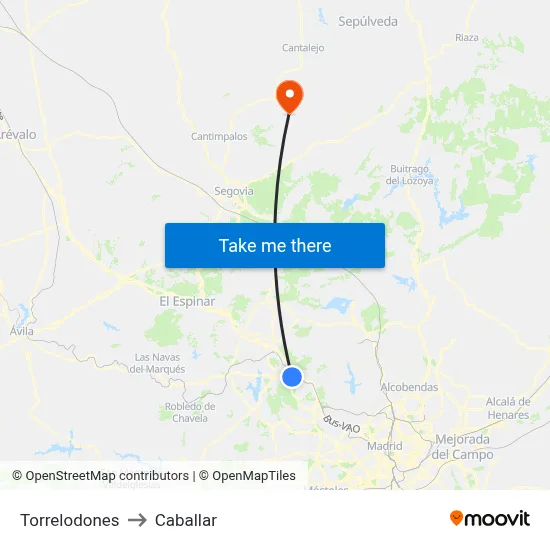 Torrelodones to Caballar map