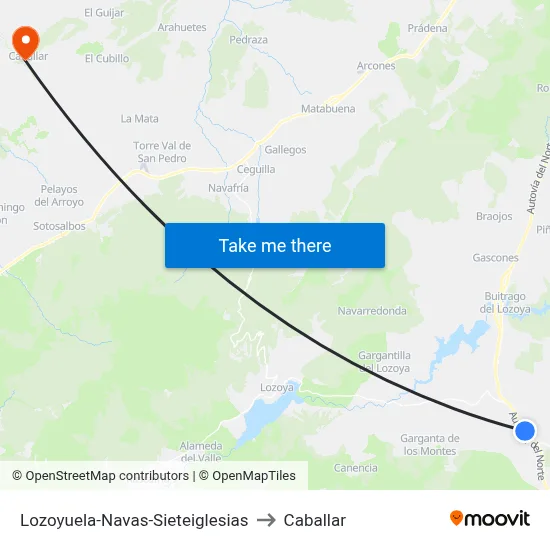 Lozoyuela-Navas-Sieteiglesias to Caballar map