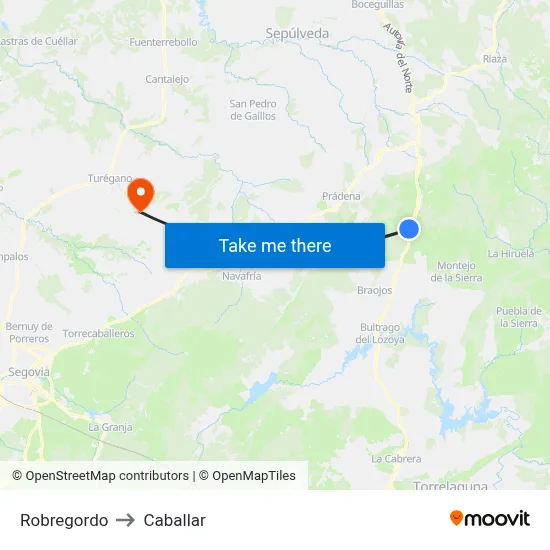 Robregordo to Caballar map