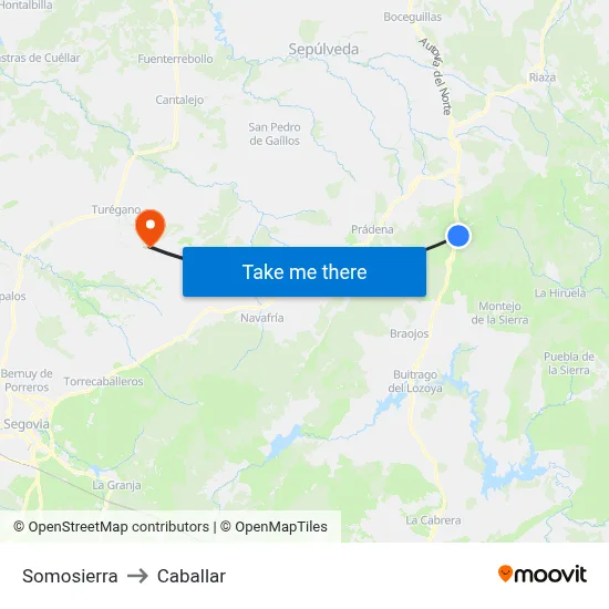 Somosierra to Caballar map