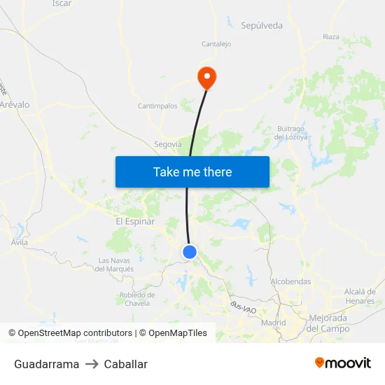 Guadarrama to Caballar map