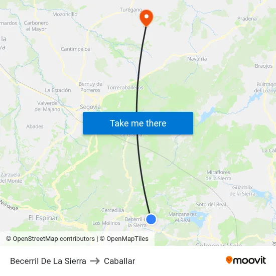 Becerril De La Sierra to Caballar map