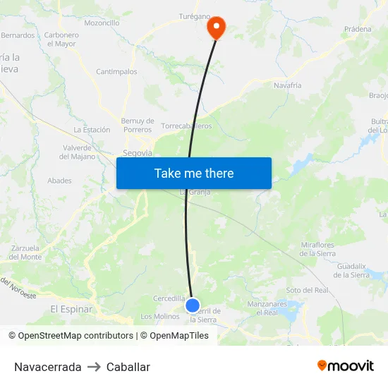 Navacerrada to Caballar map