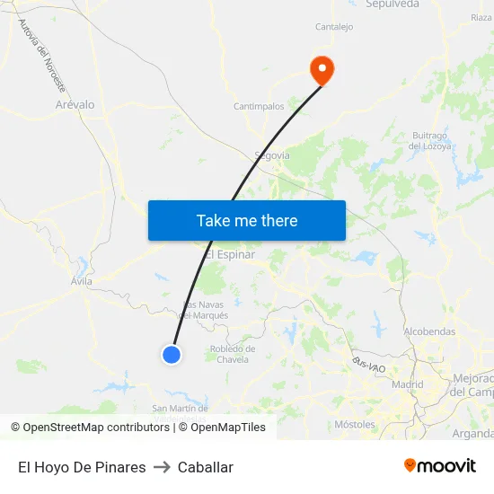 El Hoyo De Pinares to Caballar map