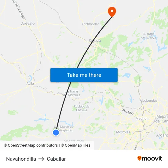 Navahondilla to Caballar map