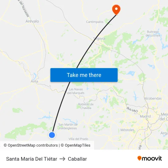 Santa María Del Tiétar to Caballar map