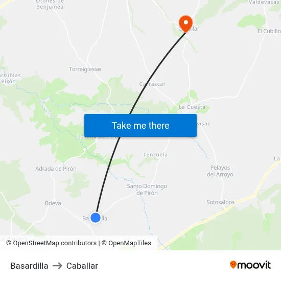 Basardilla to Caballar map