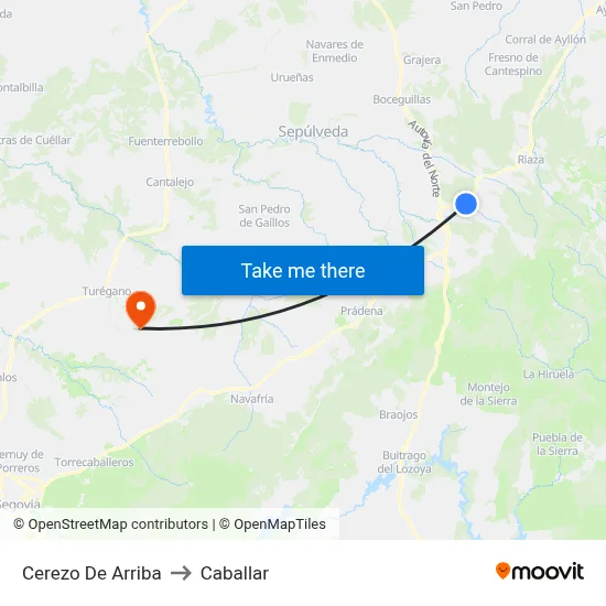 Cerezo De Arriba to Caballar map