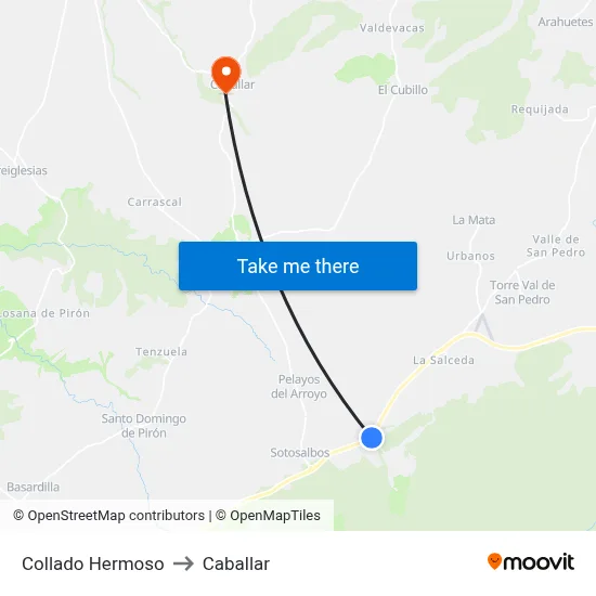 Collado Hermoso to Caballar map
