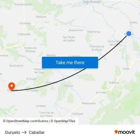 Duruelo to Caballar map