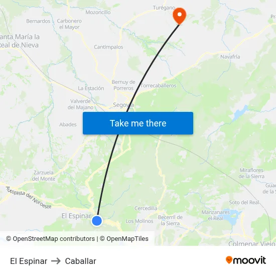 El Espinar to Caballar map
