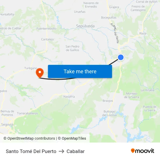 Santo Tomé Del Puerto to Caballar map