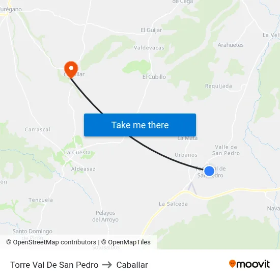 Torre Val De San Pedro to Caballar map
