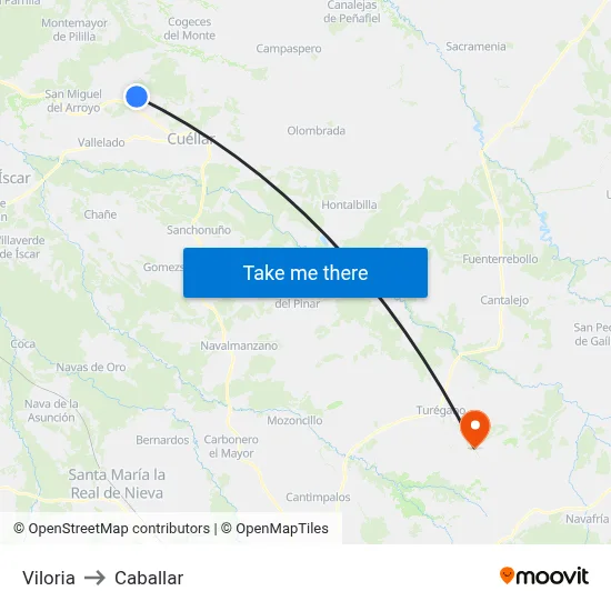 Viloria to Caballar map