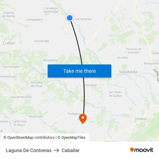 Laguna De Contreras to Caballar map