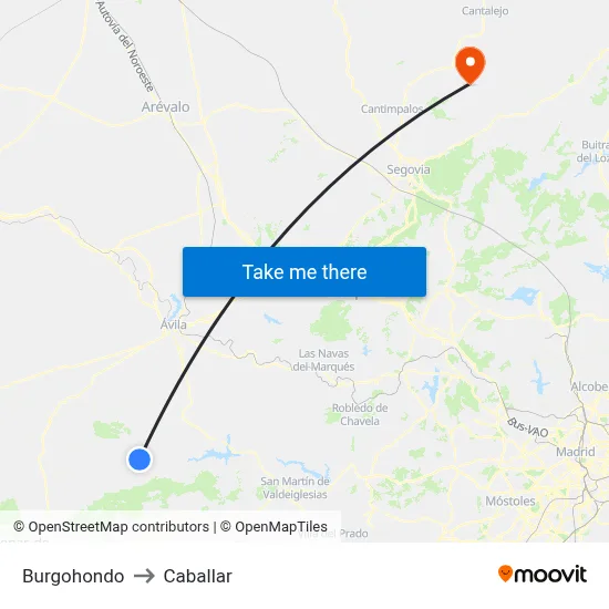 Burgohondo to Caballar map