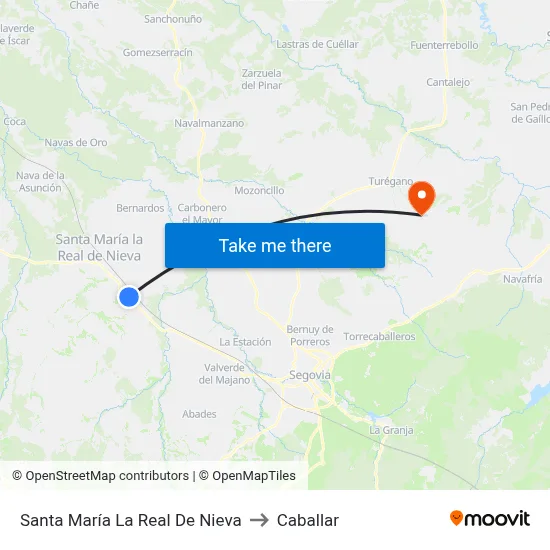 Santa María La Real De Nieva to Caballar map
