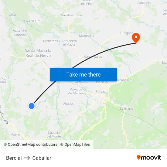 Bercial to Caballar map