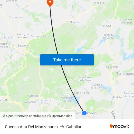 Cuenca Alta Del Manzanares to Caballar map