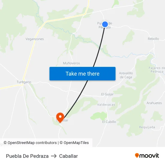 Puebla De Pedraza to Caballar map
