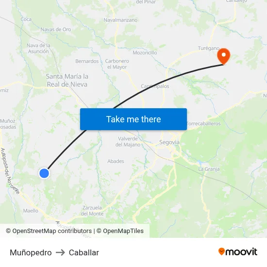 Muñopedro to Caballar map