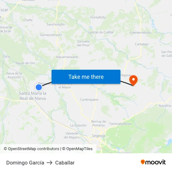 Domingo García to Caballar map