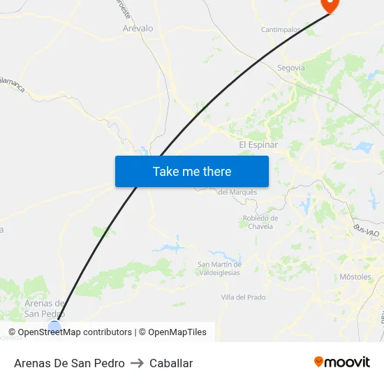 Arenas De San Pedro to Caballar map