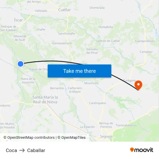 Coca to Caballar map