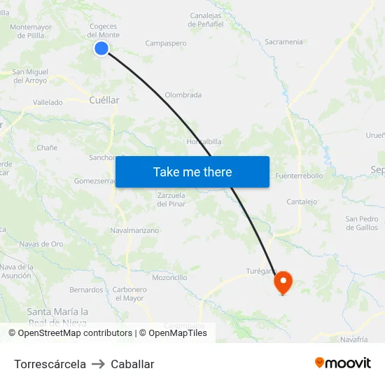 Torrescárcela to Caballar map