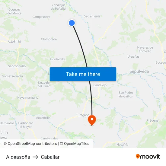 Aldeasoña to Caballar map