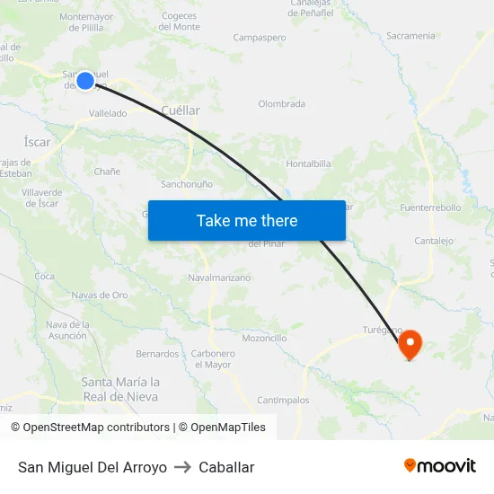 San Miguel Del Arroyo to Caballar map