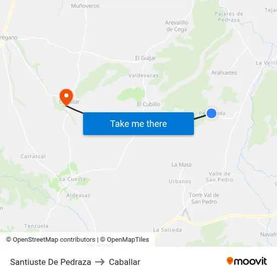 Santiuste De Pedraza to Caballar map
