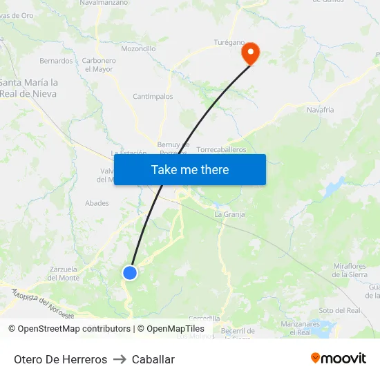 Otero De Herreros to Caballar map