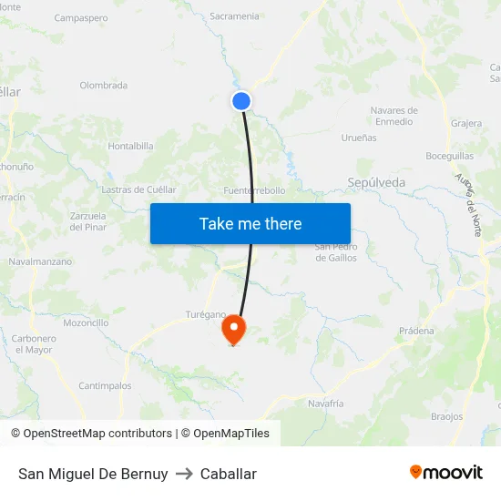 San Miguel De Bernuy to Caballar map