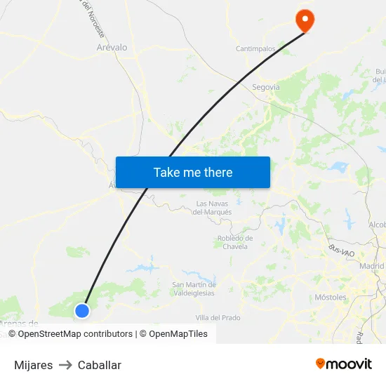 Mijares to Caballar map