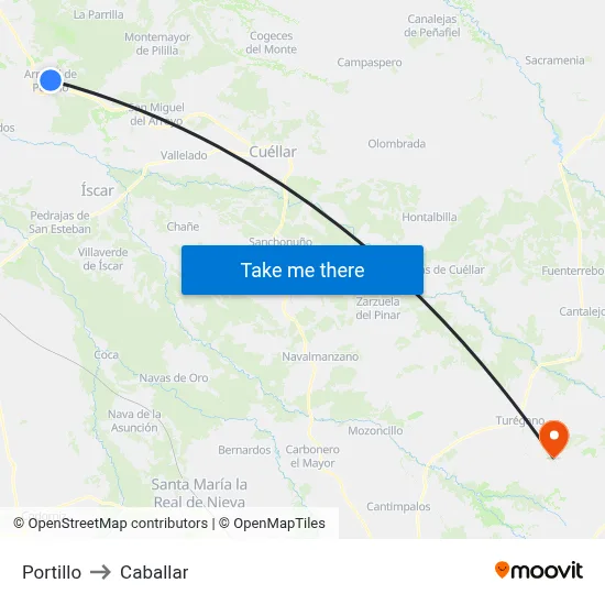 Portillo to Caballar map