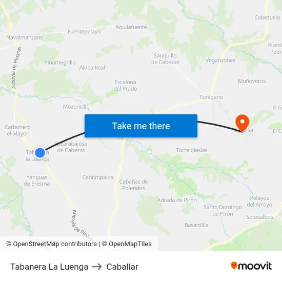 Tabanera La Luenga to Caballar map