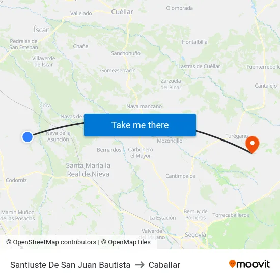 Santiuste De San Juan Bautista to Caballar map