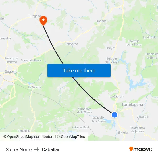 Sierra Norte to Caballar map