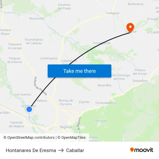 Hontanares De Eresma to Caballar map