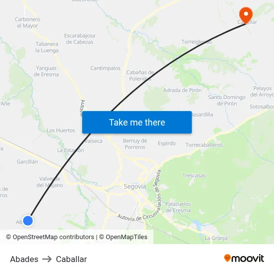 Abades to Caballar map
